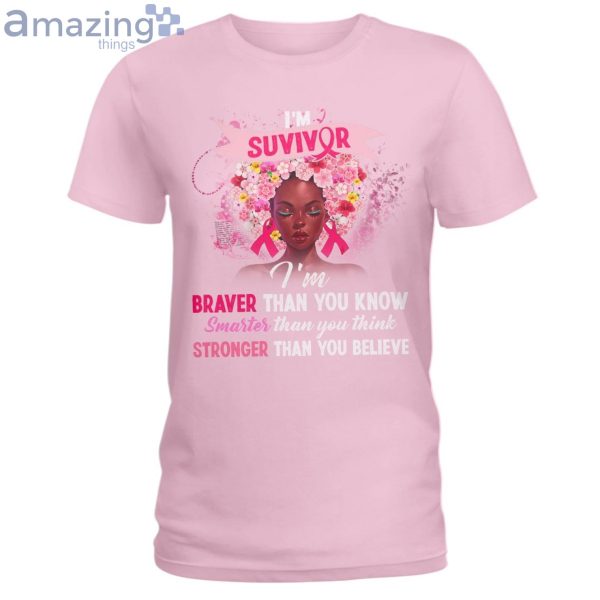 Breast Cancer Awareness Black Girl Ladies T-Shirt Product Photo 3