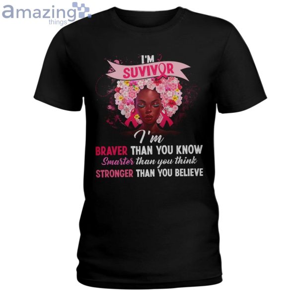 Breast Cancer Awareness Black Girl Ladies T-Shirt Product Photo 1