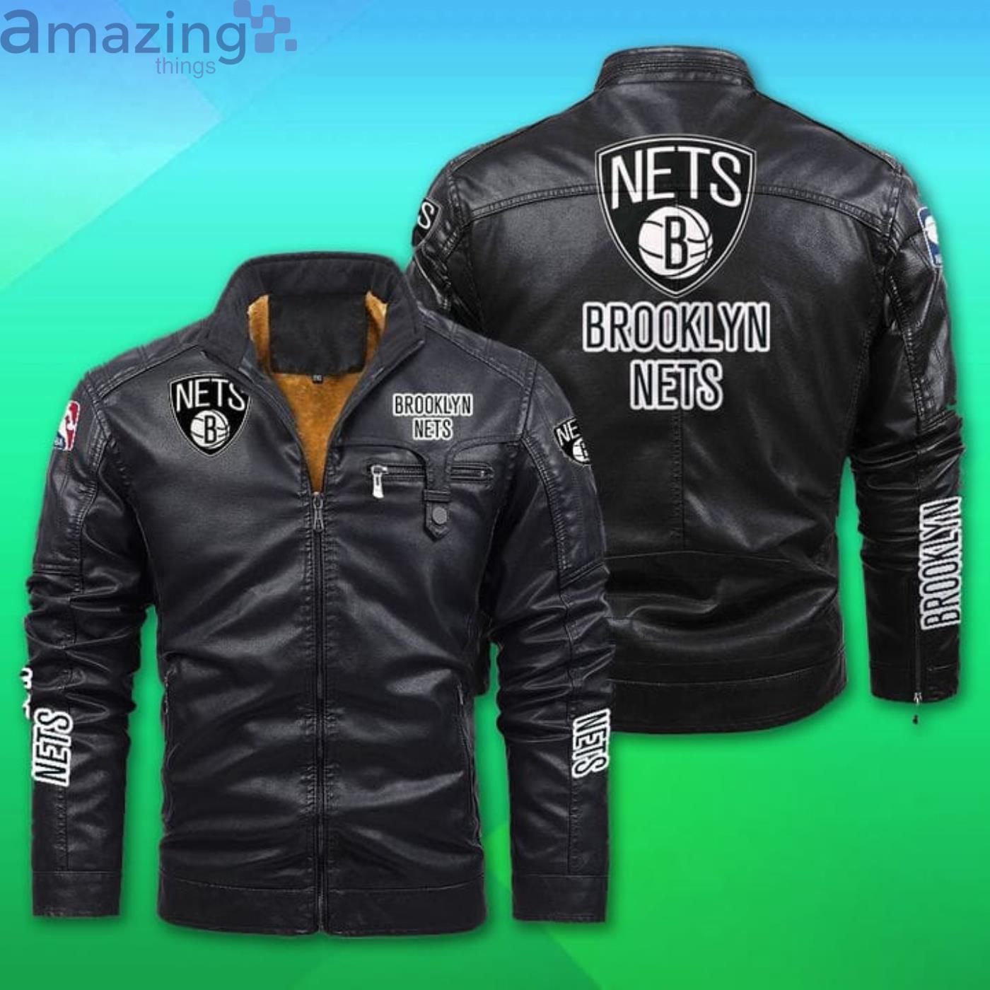 Brooklyn Nets Fleece Leather Jacket Product Photo 1 Brooklyn Nets Fleece Leather Jacket Product Photo 1