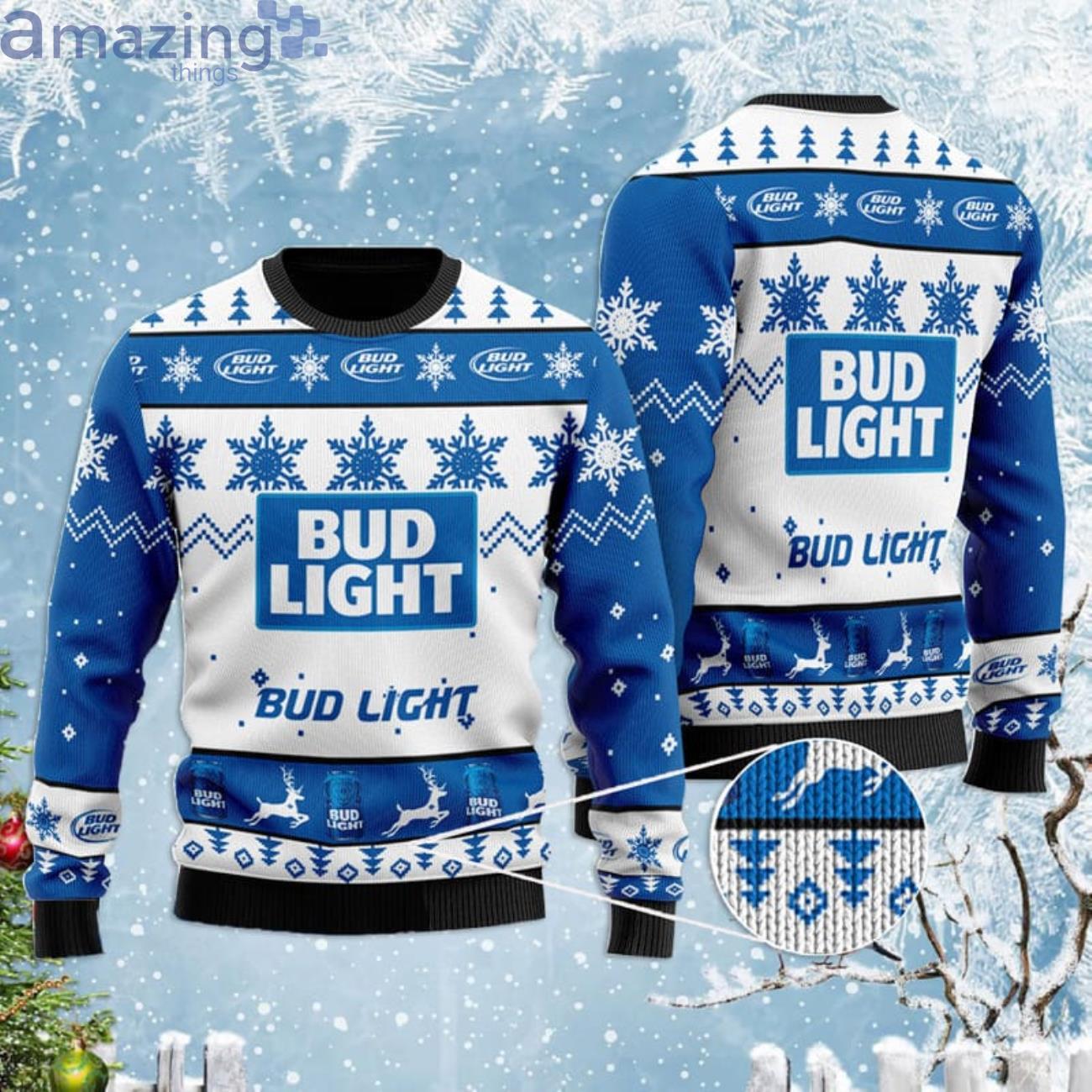 Bud Light Snowflakes Ugly Christmas Sweater Product Photo 1