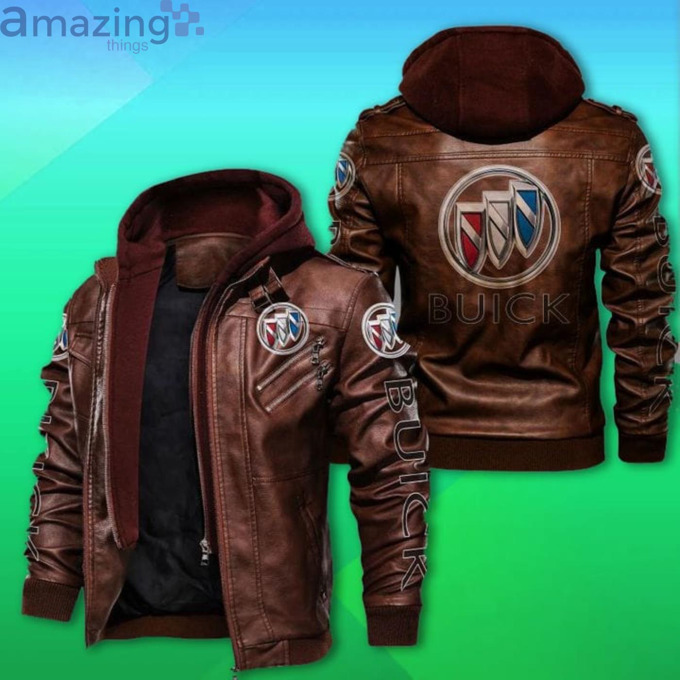 Buick Symbol Print 2D Leather Jacket image Buick Symbol Print 2D Leather Jacket Product Photo 2