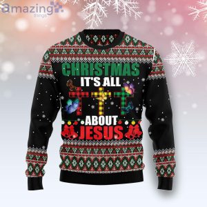 Butterfly Christmas It's All About Jesus Ugly Christmas Sweater Product Photo 1