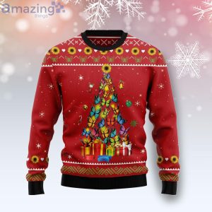 Butterfly Christmas Tree Butterfly Lover Funny Family Ugly Christmas Sweater Product Photo 1