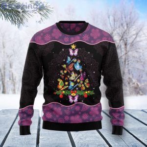 Butterfly Christmas Tree Butterfly Lover Ugly Christmas Sweater Product Photo 1