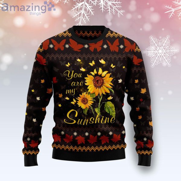 Butterfly Sunflower You Are My Sunshine Ugly Christmas Sweater Product Photo 1