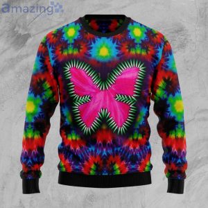 Butterfly Tie Dye Colorful Cute Gift Ugly Christmas Sweater Product Photo 1