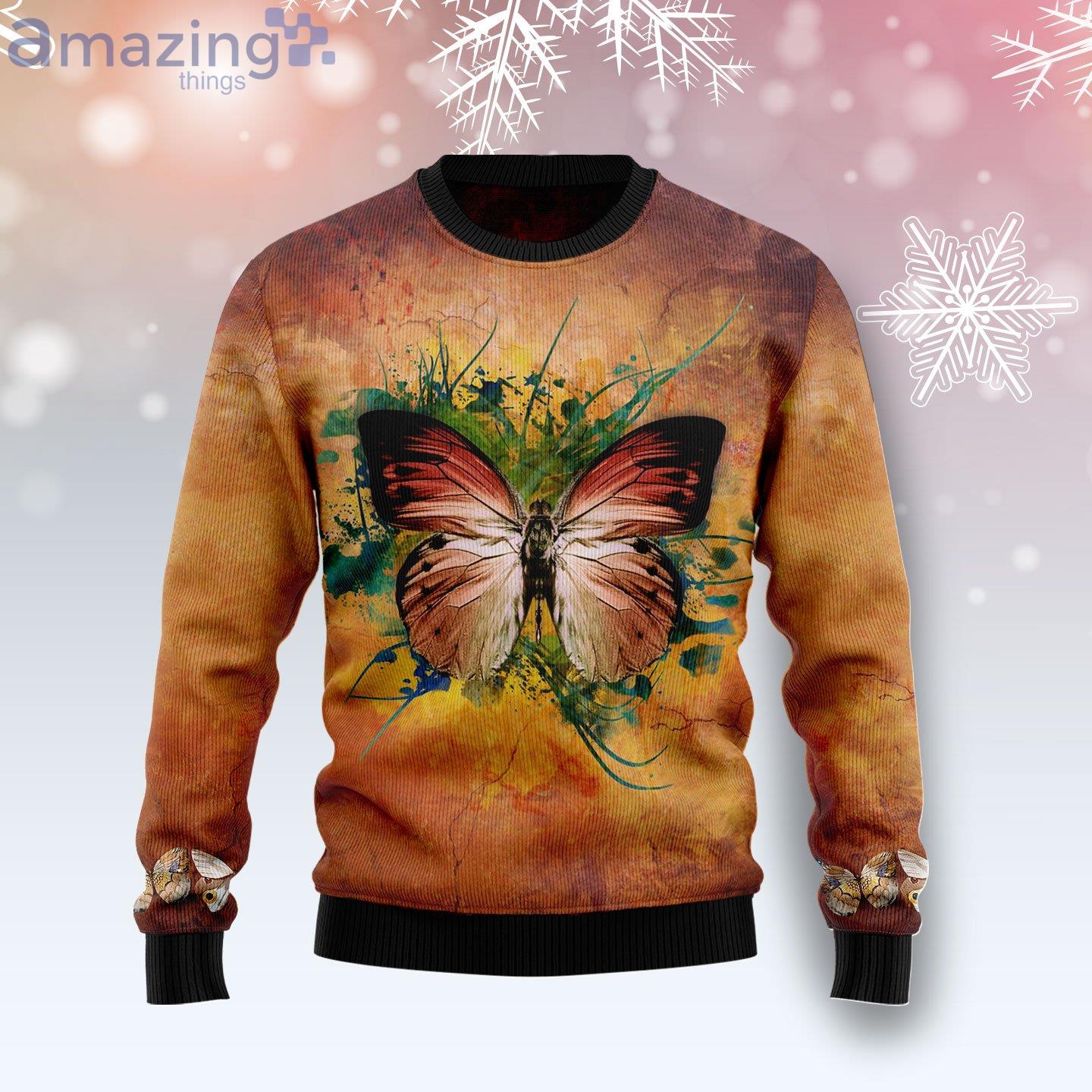 Butterfly Vintage Cute Butterfly Ugly Christmas Sweater Product Photo 1