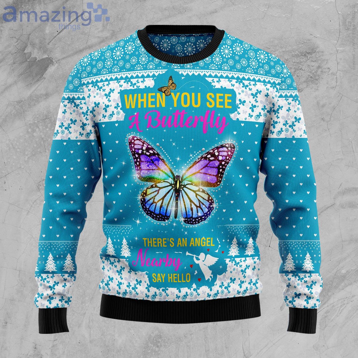 Butterfly When You See Butterfly Nearby Say Hello Ugly Christmas Sweater image Butterfly When You See Butterfly Nearby Say Hello Ugly Christmas Sweater Product Photo 1 Product photo 1
