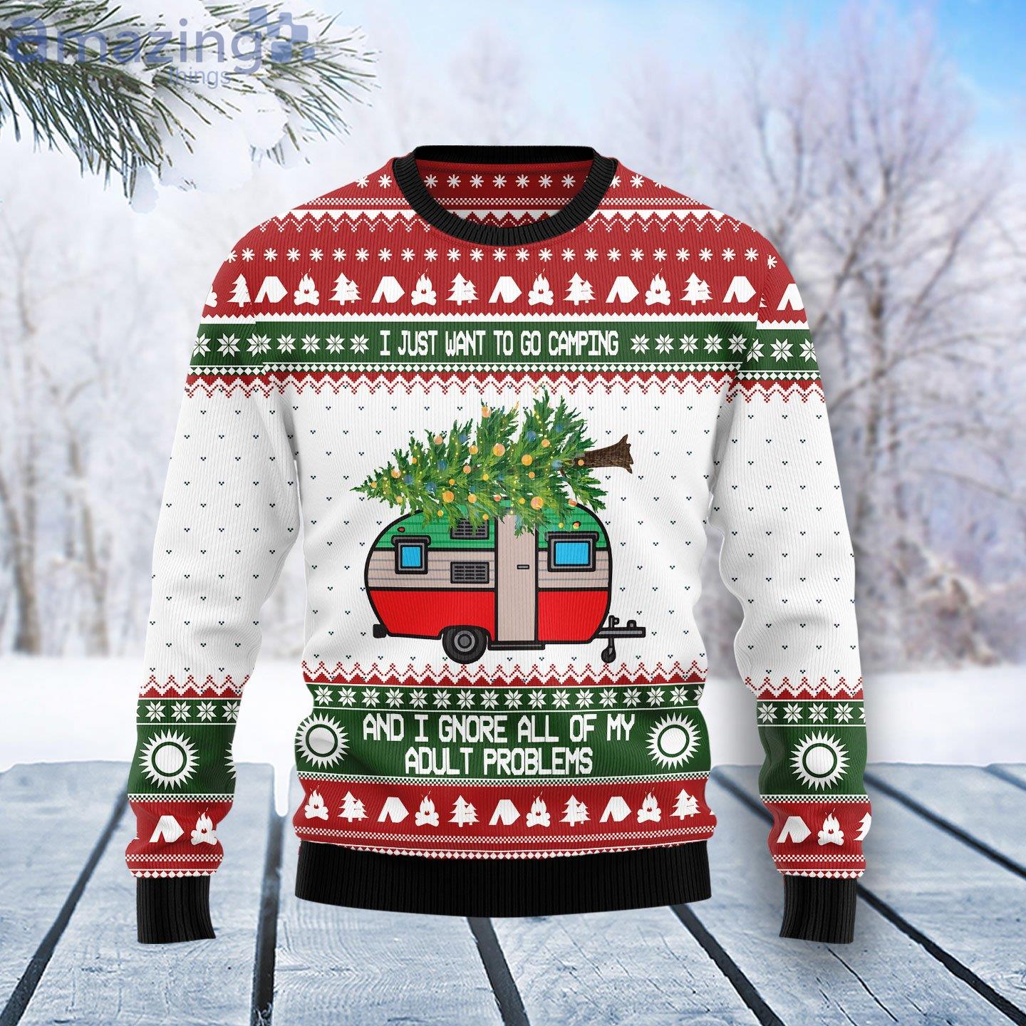 Camping Christmas Camping Lover Cute Gift Ugly Christmas Sweater Product Photo 1