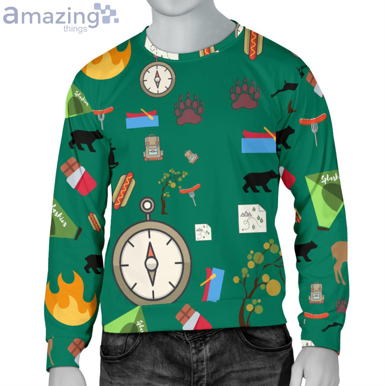 Camping Essentials Pattern All Over Print Christmas Sweater Product Photo 1