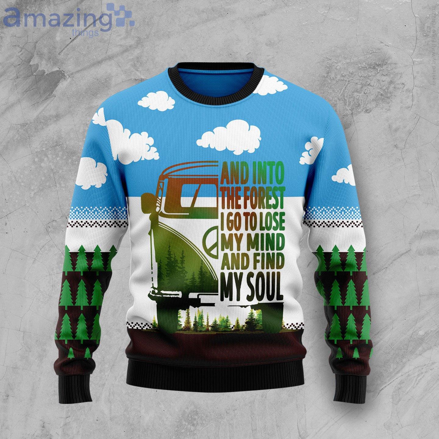 Camping Forest I Go To Lose My Mind And Find My Soul Ugly Christmas Sweater Product Photo 1