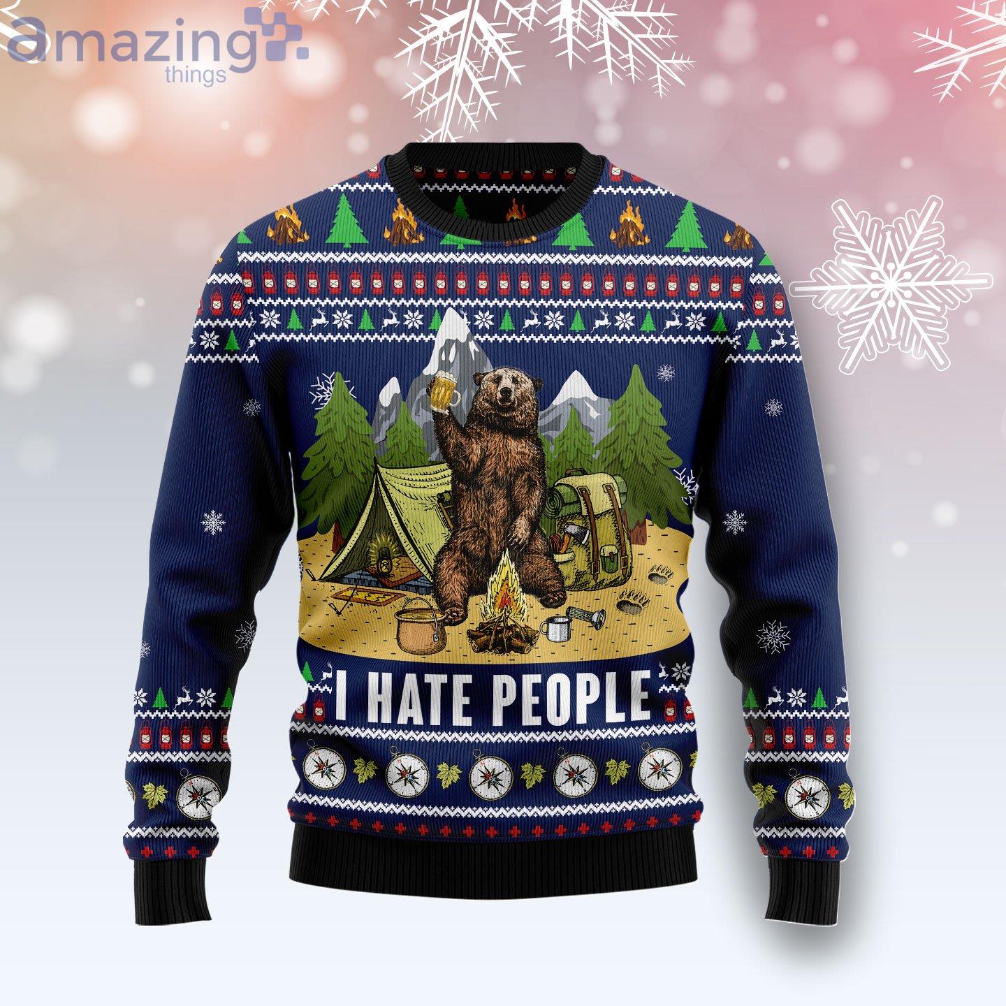 Camping I Hate People Cute Gift Ugly Christmas Sweater Product Photo 1