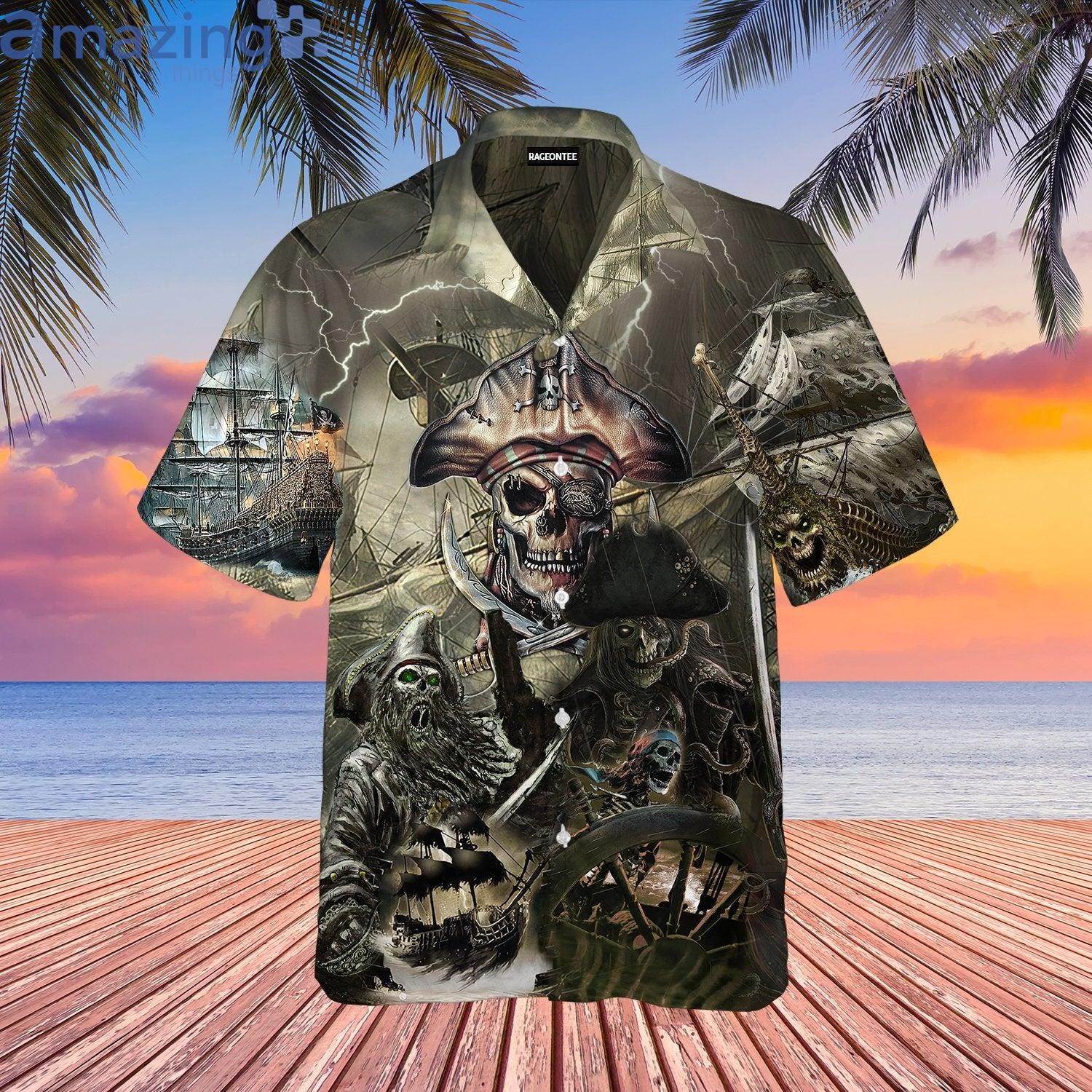 Caribbean Skull Pirate Ghost Ship Halloween Gift Hawaiian Shirt Product Photo 1