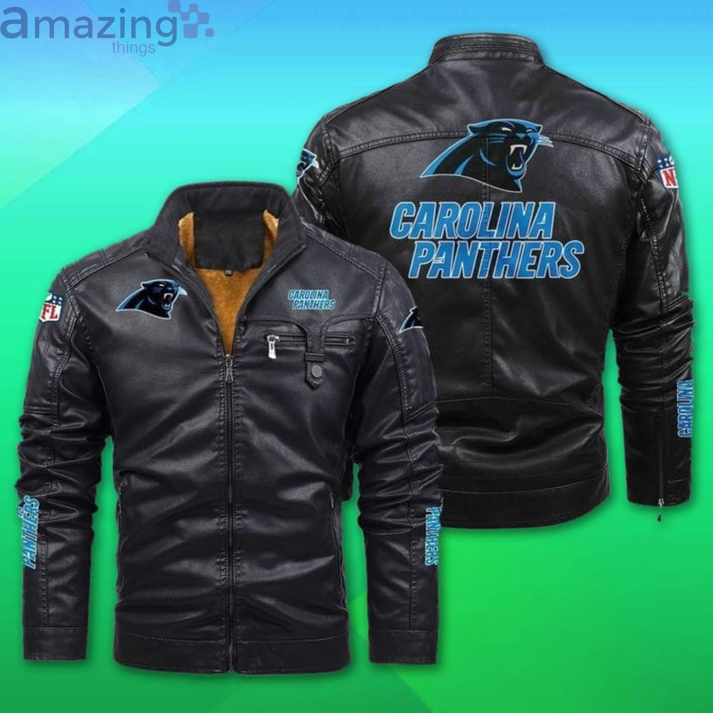 Carolina Panthers Fleece Leather Jacket