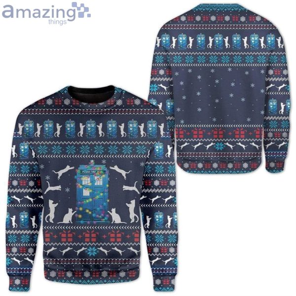 Cat And Christmas House Ugly Christmas Sweater Product Photo 1