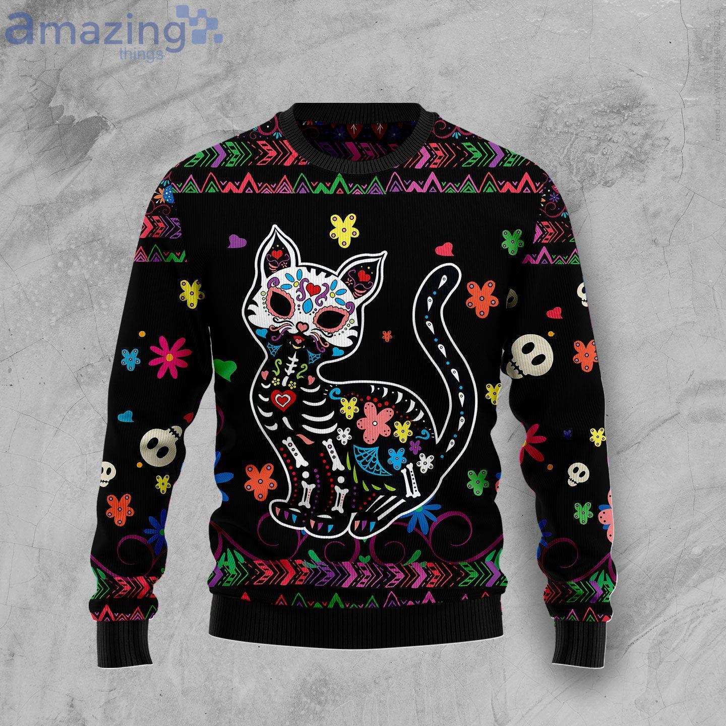 Cat Sugar Skull Cat Lover Ugly Christmas Sweater image Cat Sugar Skull Cat Lover Ugly Christmas Sweater Product Photo 1 Product photo 1
