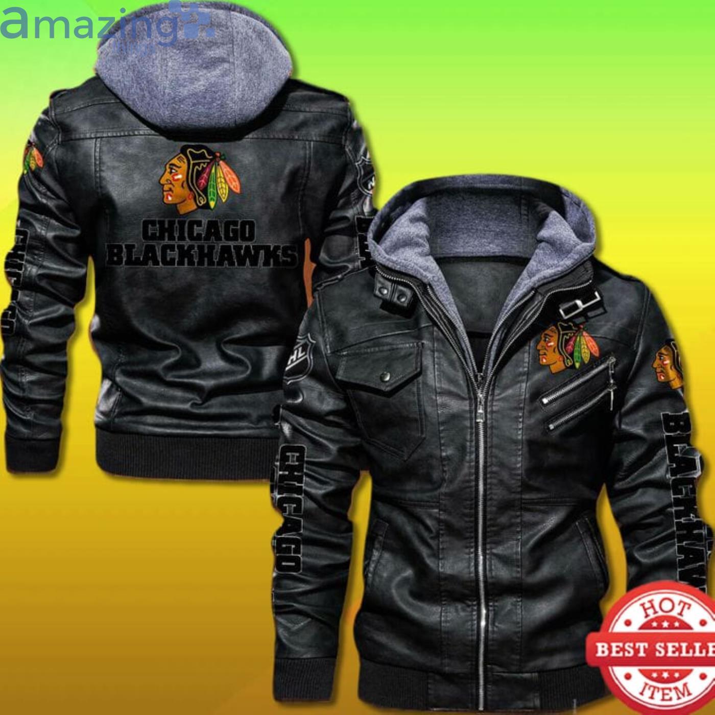Chicago Blackhawks 2D Leather Jacket Product Photo 1