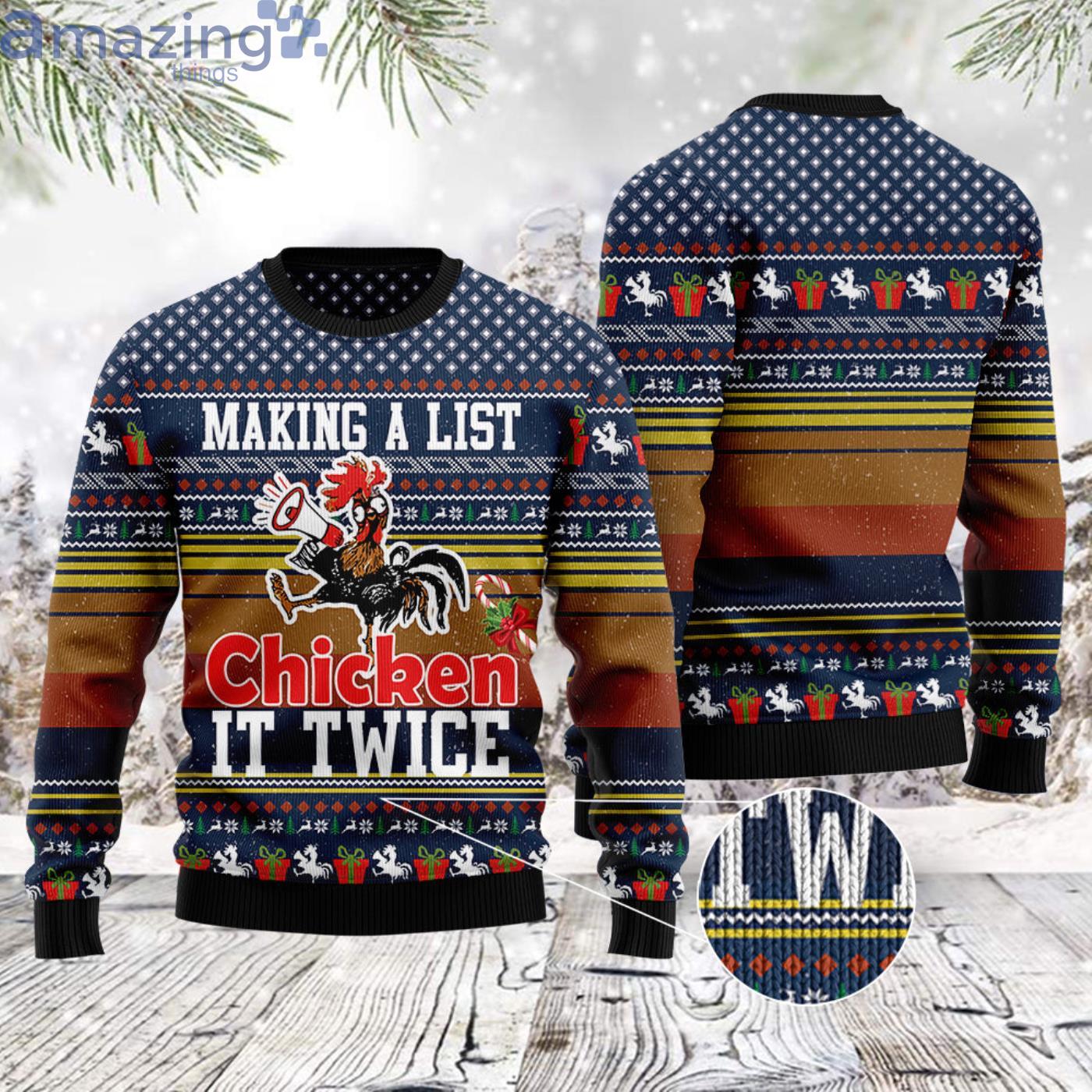 Chicken It Twice Christmas Ugly Sweater image Chicken It Twice Christmas Ugly Sweater Product Photo 4