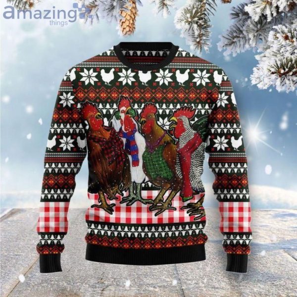 Chicken Under Snow Christmas Ugly Sweater Product Photo 1
