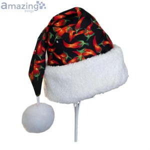 Chili Pepper Pattern Black Christmas Santa Hat For Adult And Child Product Photo 2