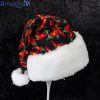 Chili Pepper Pattern Black Christmas Santa Hat For Adult And Child