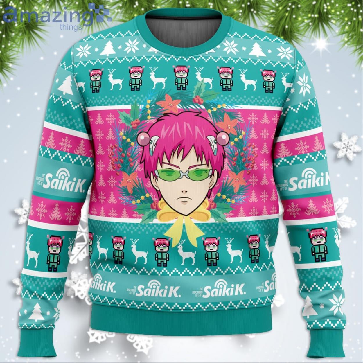 Christmas At School Saiki Kusuo No Psi-Nan Funny Christmas Gift Ugly Christmas Sweater Product Photo 1