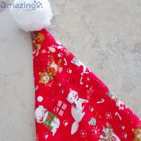 Christmas Cats Cute Pattern Christmas Santa Hat For Adult And Child Product Photo 4