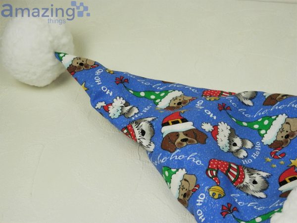 Christmas Dogs Hohoho Pattern Blue Christmas Santa Hat For Adult And Child Product Photo 3