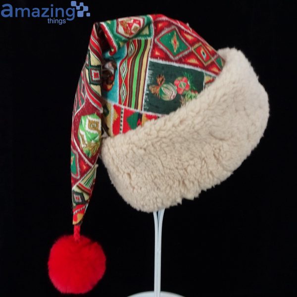 Christmas Fabric Pattern Christmas Santa Hat For Adult And Child Product Photo 2
