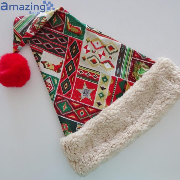 Christmas Fabric Pattern Christmas Santa Hat For Adult And Child Product Photo 4