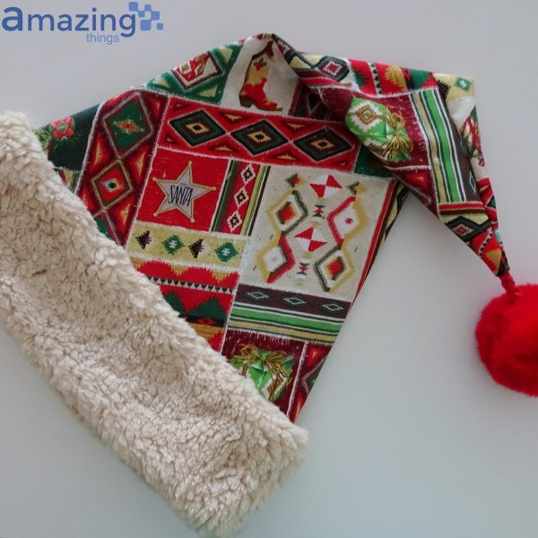Christmas Fabric Pattern Christmas Santa Hat For Adult And Child Product Photo 5