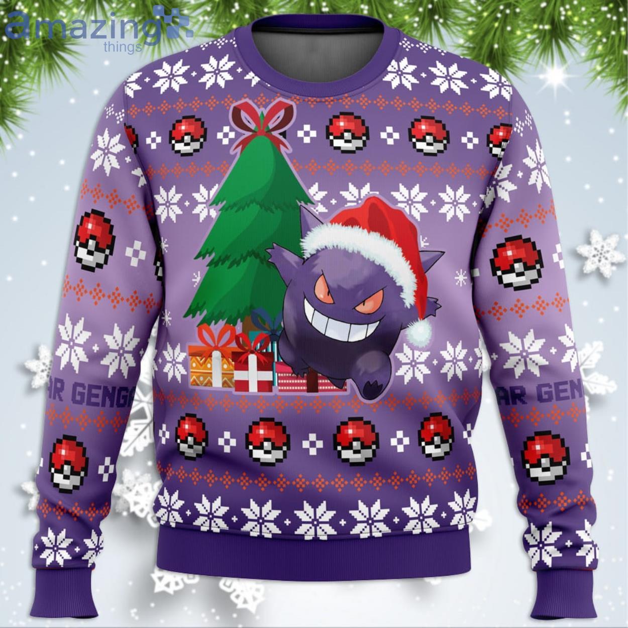 Christmas Gengar Pokemon Funny Christmas Gift Ugly Christmas Sweater Product Photo 1