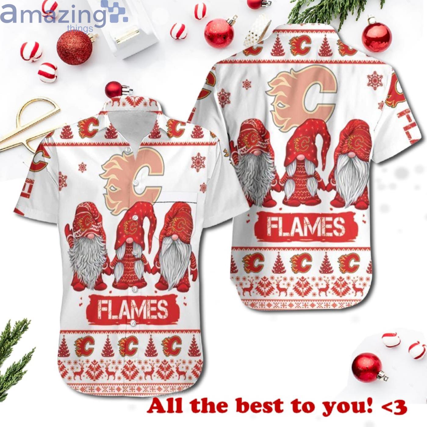Christmas Gnomes Calgary Flames Christmas Ugly Pattern 3D Hawaiian Shrit Product Photo 1 Christmas Gnomes Calgary Flames Christmas Ugly Pattern 3D Hawaiian Shrit Product Photo 1