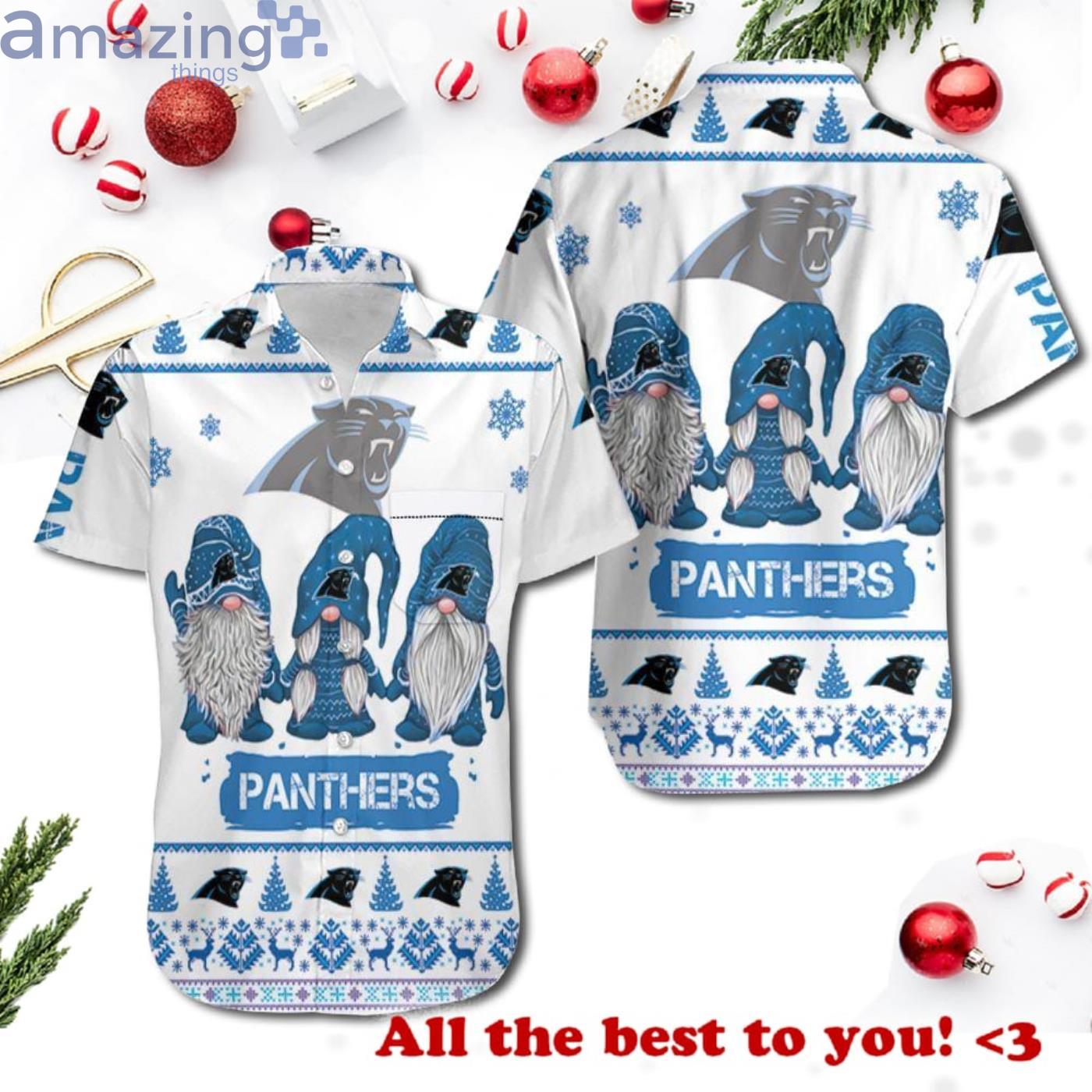 Christmas Gnomes Carolina Panthers Christmas Ugly Pattern 3D Hawaiian Shrit Product Photo 1