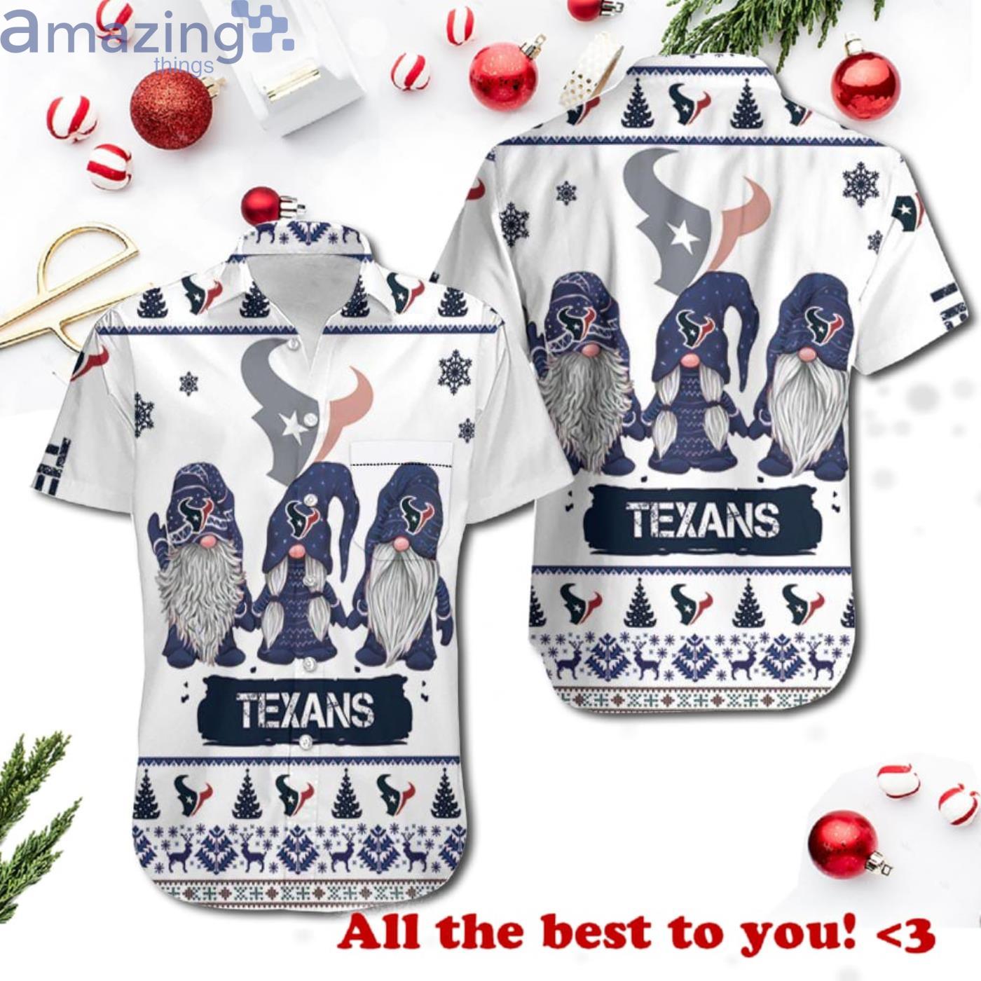Christmas Gnomes Houston Texans Christmas Ugly Pattern 3D Hawaiian Shrit Product Photo 1 Christmas Gnomes Houston Texans Christmas Ugly Pattern 3D Hawaiian Shrit Product Photo 1