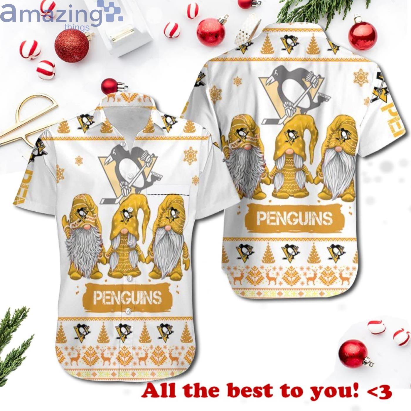 Christmas Gnomes Pittsburgh Penguins Christmas Ugly Pattern 3D Hawaiian Shrit Product Photo 1