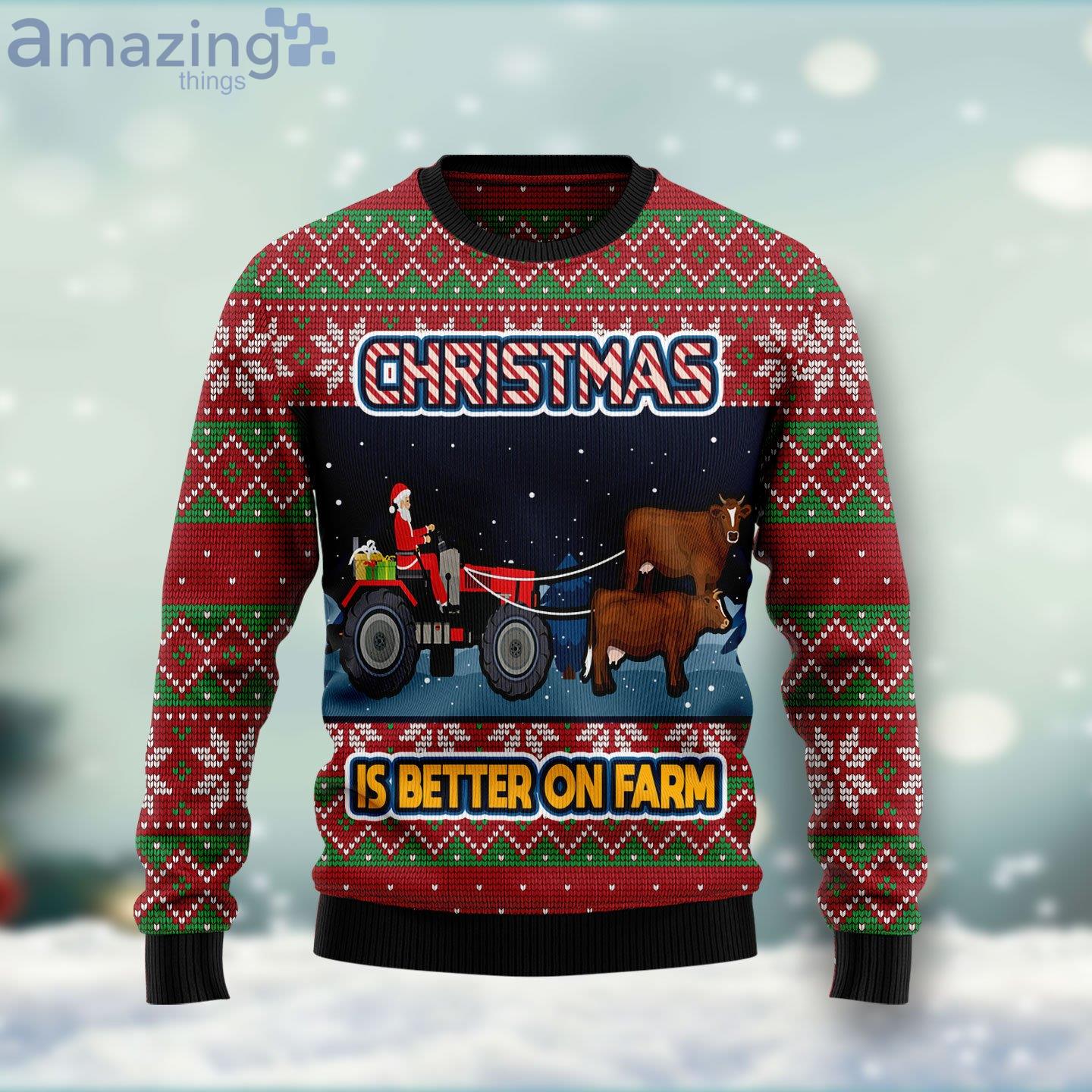 Christmas Is Better On Farm Cute Gift Ugly Christmas Sweater image Christmas Is Better On Farm Cute Gift Ugly Christmas Sweater Product Photo 1 Product photo 1