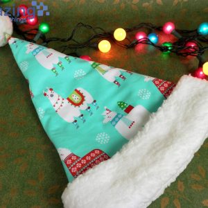 Christmas Llama Pattern Christmas Santa Hat For Adult And Child Product Photo 3