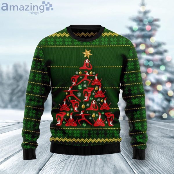 Christmas Tree Yoga Funny Santa Christmas Christmas Sweater Product Photo 1