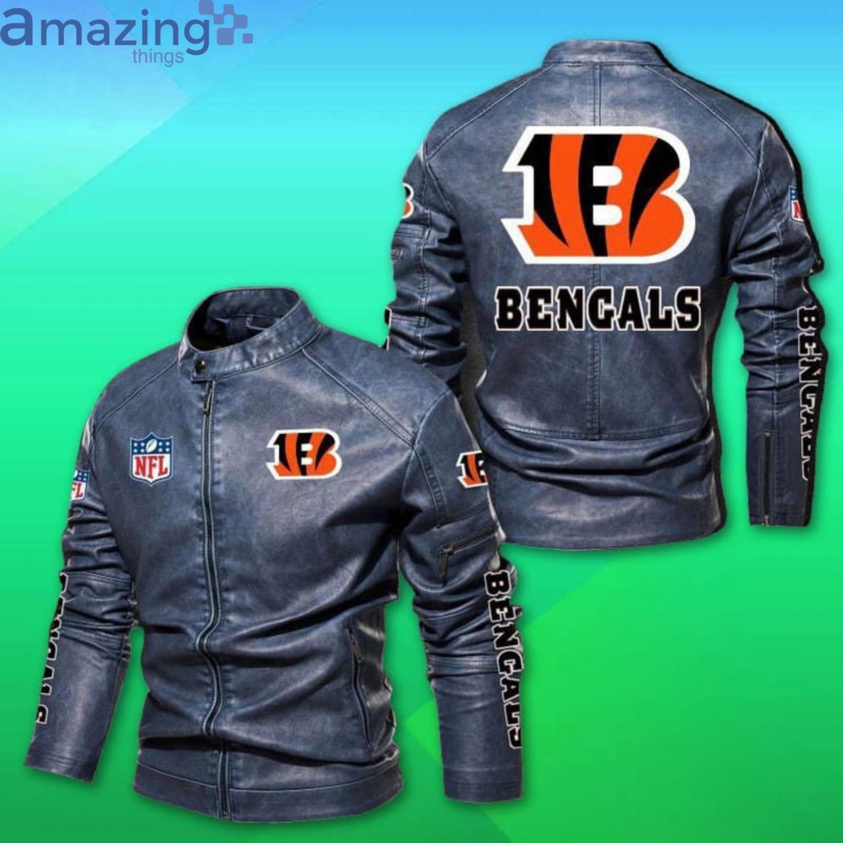 Cincinnati Bengals NFL Motor Fleece Leather Jacket