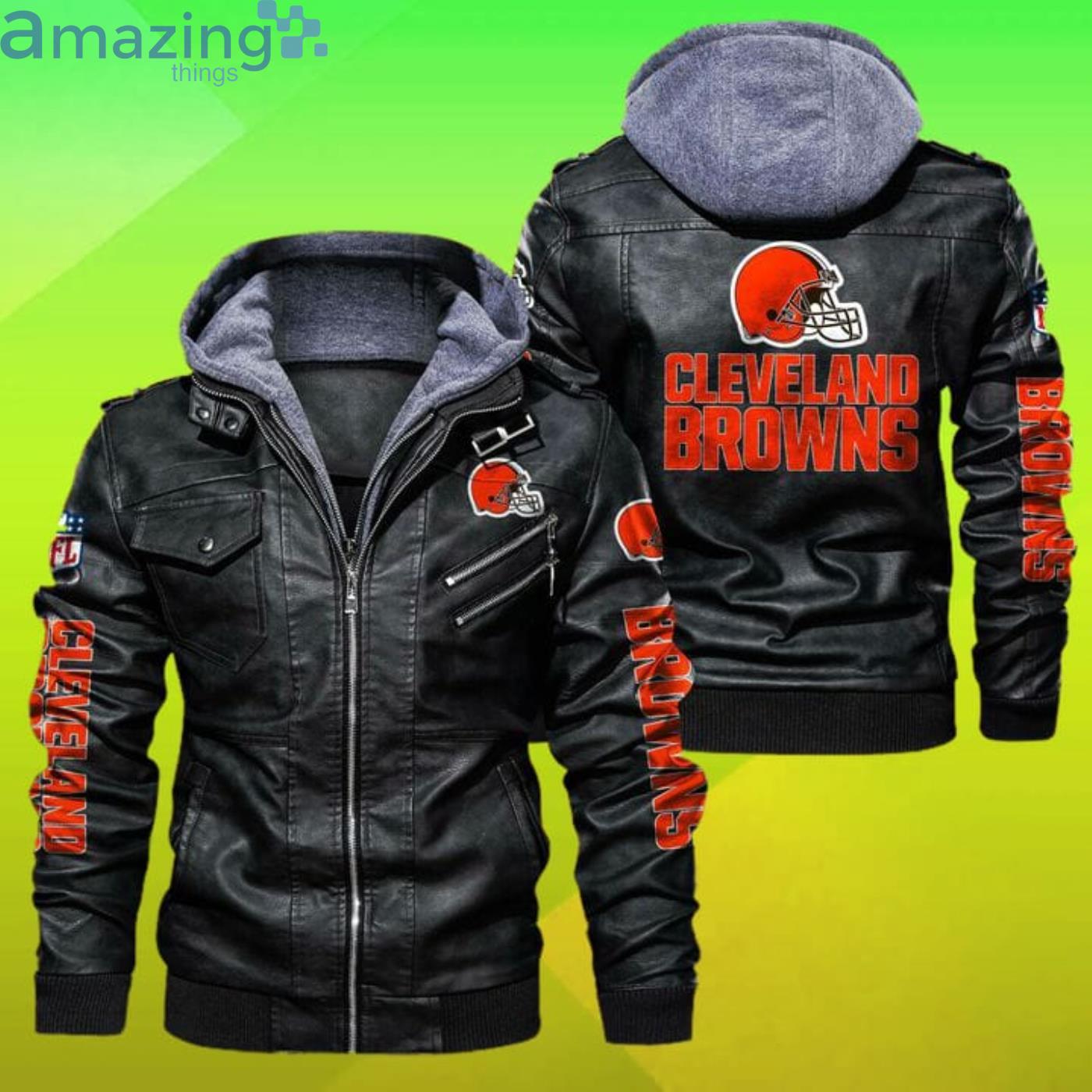 Cleveland Browns 2D Leather Jacket Product Photo 1