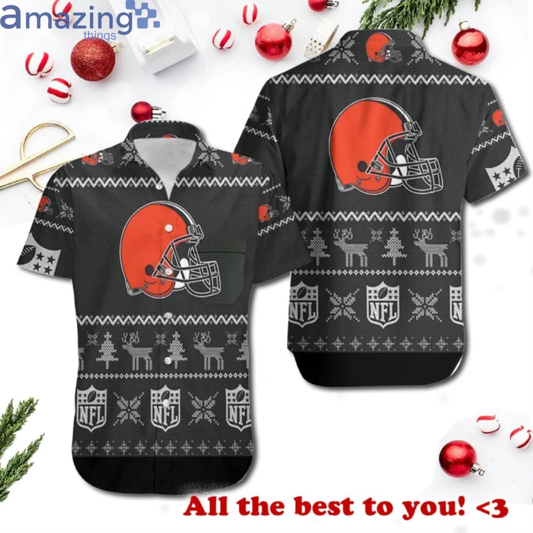 Cleveland Browns Christmas Ugly Pattern 3D Hawaiian Shrit Product Photo 1