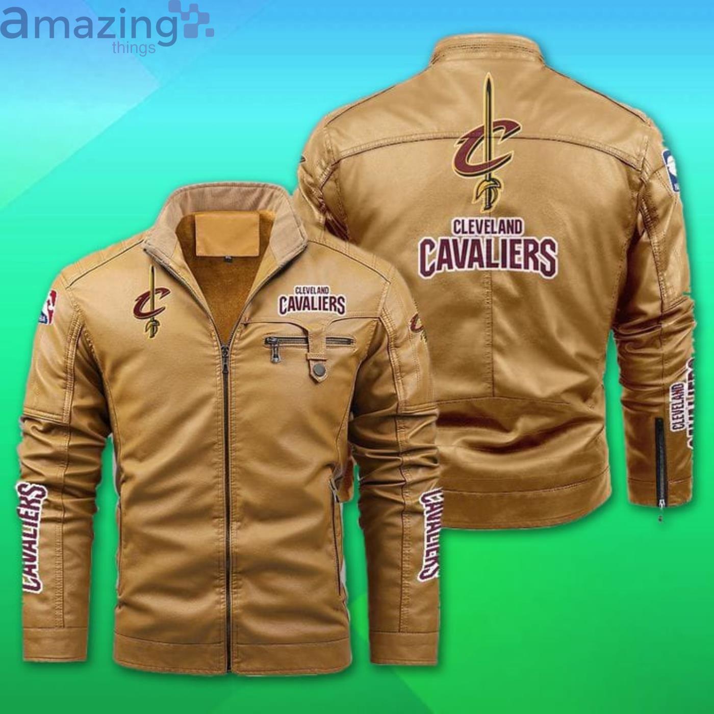 Cleveland Cavaliers Fleece Leather Jacket image Cleveland Cavaliers Fleece Leather Jacket Product Photo 2
