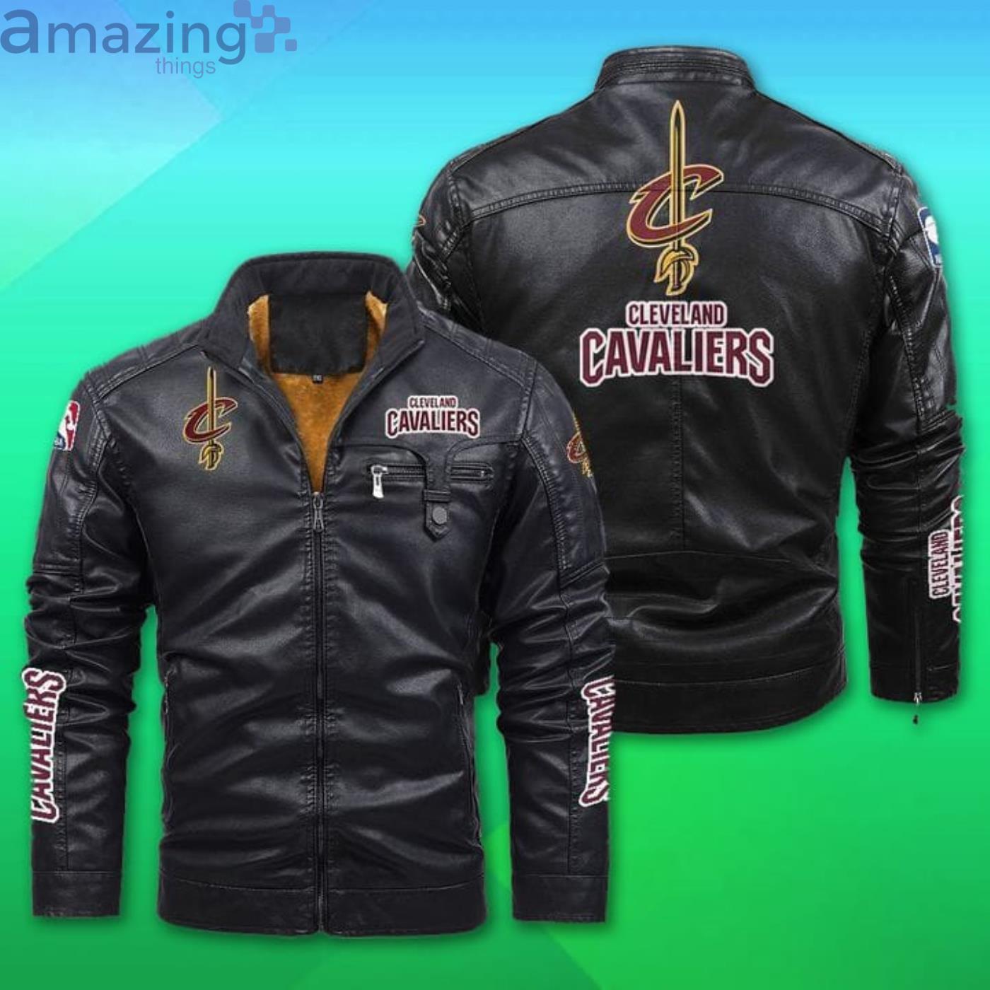 Cleveland Cavaliers Fleece Leather Jacket Product Photo 1 Cleveland Cavaliers Fleece Leather Jacket Product Photo 1