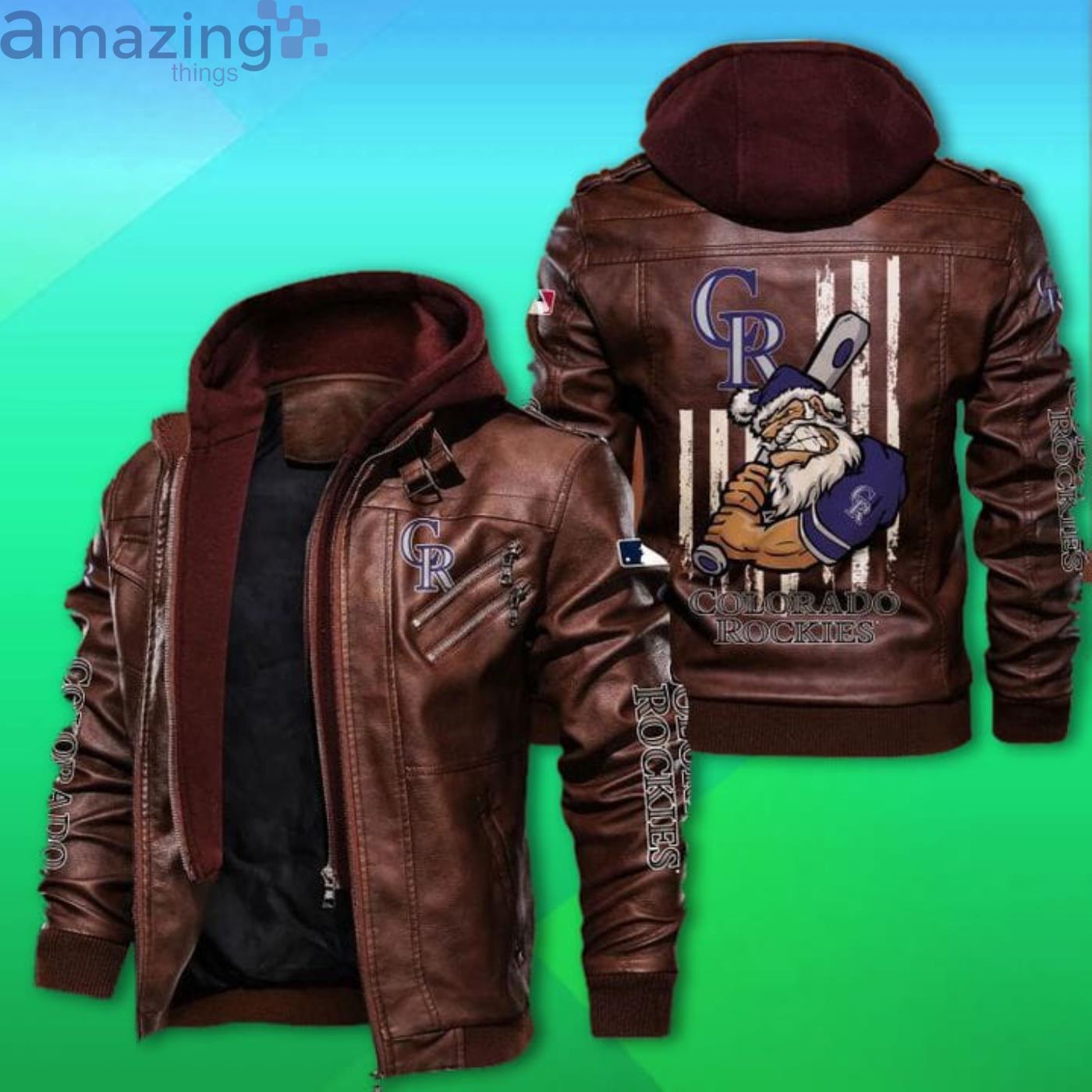 Colorado Rockies 2D Leather Jacket Angry Santa Claus image Colorado Rockies 2D Leather Jacket Angry Santa Claus Product Photo 2