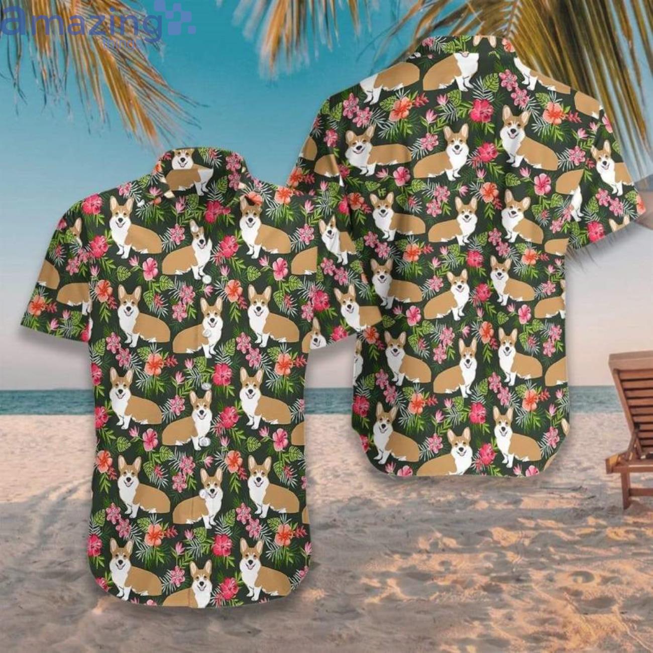 Corgi Love Flower Hawaiian Aloha Shirts For Men And Women image Corgi Love Flower Hawaiian Aloha Shirts For Men And Women Product Photo 2