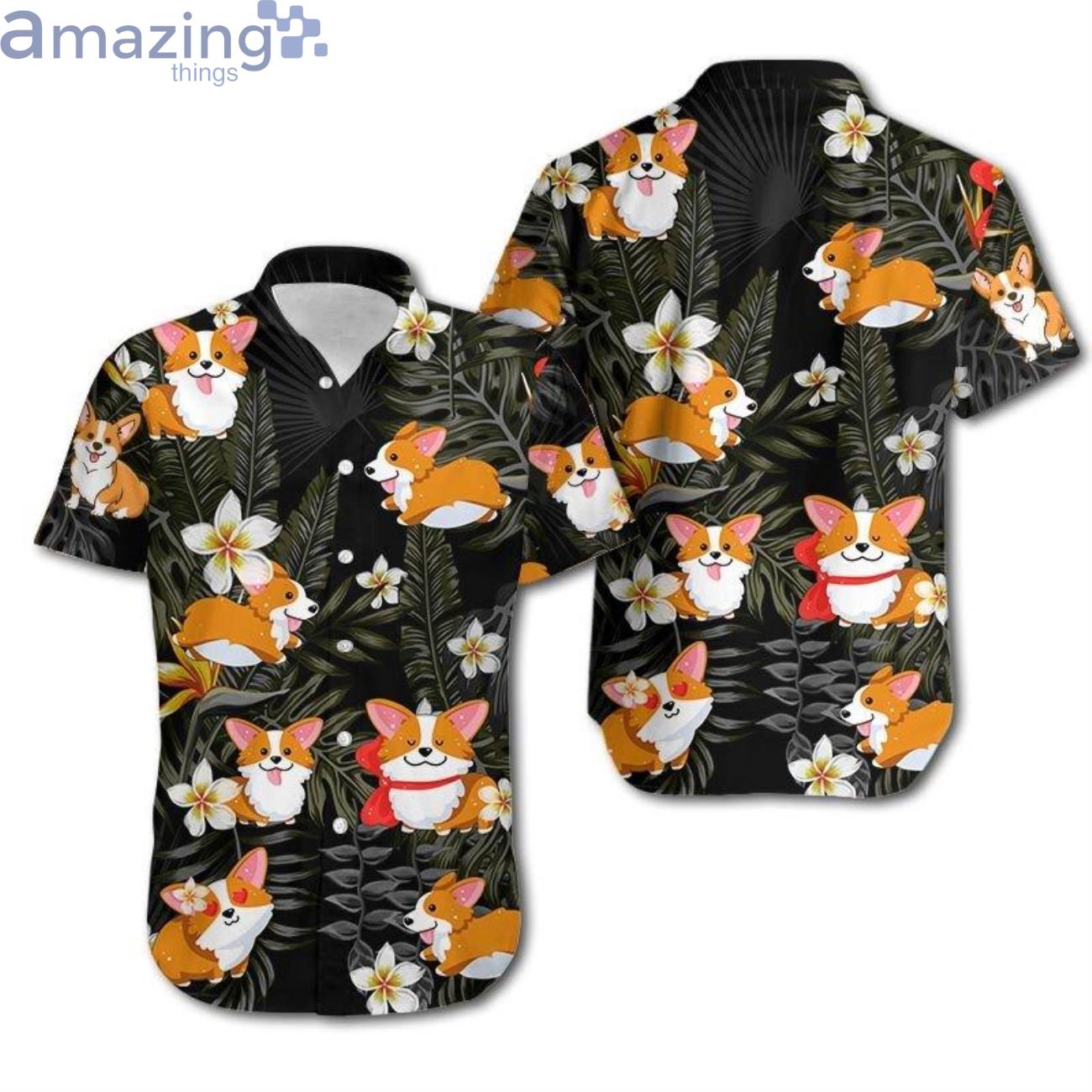 Corgi Tropical Flowers For Dog Lovers Hawaiian Shirt Product Photo 1