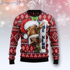 Cow Be Kind Funny Christmas Gift Ugly Christmas Sweater Product Photo 1
