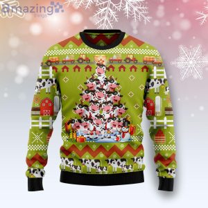 Cow Pine Tree Christmas Fuuny Cow Ugly Christmas Sweater Product Photo 1
