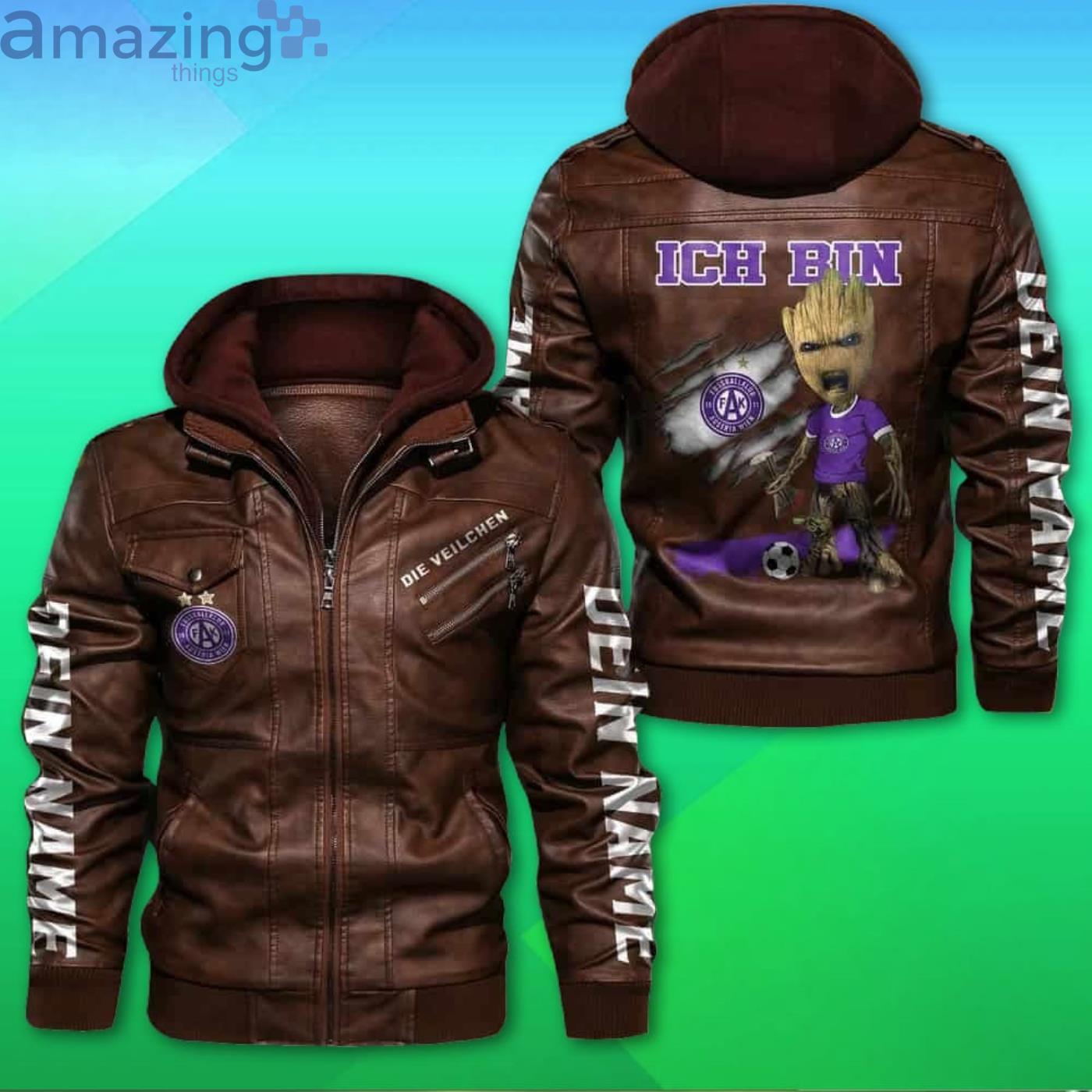 Custom Name Austria Wien FC Lederjacke Mit Kapuze image Custom Name Austria Wien FC Lederjacke Mit Kapuze Product Photo 2